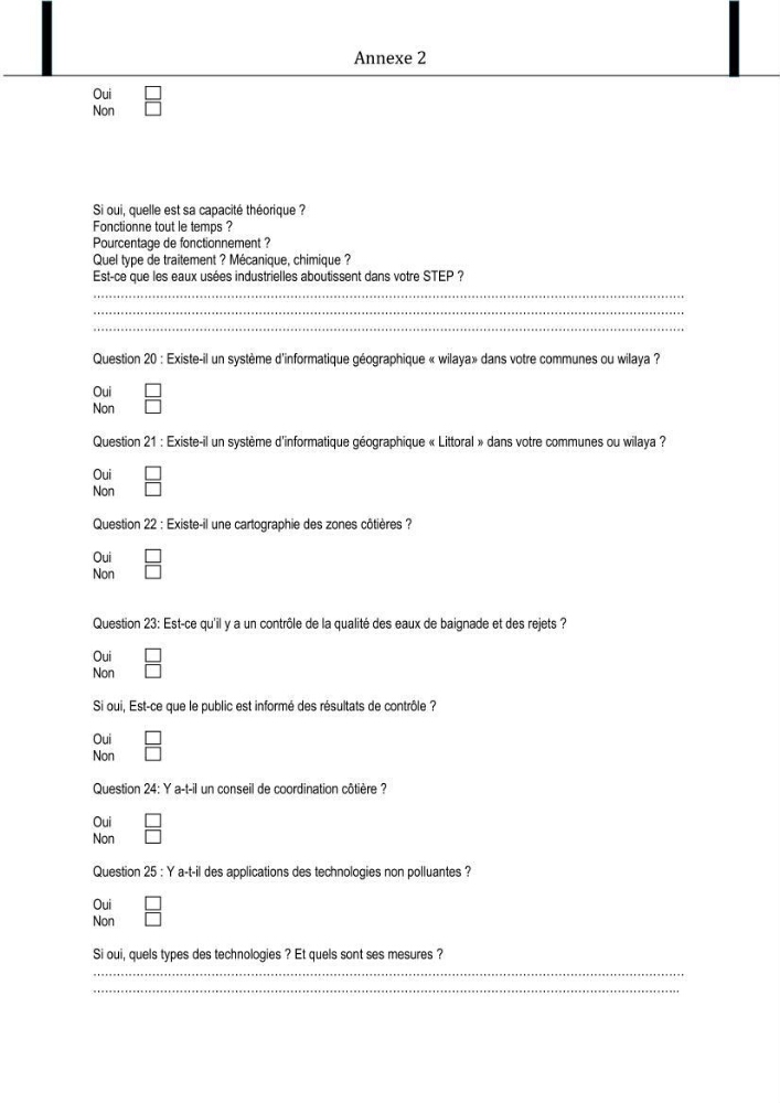 Evaluation de l\'état de mise en oeuvre de la loi 02-02 du 5 février 2002 relative à la protection et à la valorisation littorale dans la wilaya de Chlef \"secteur est\"