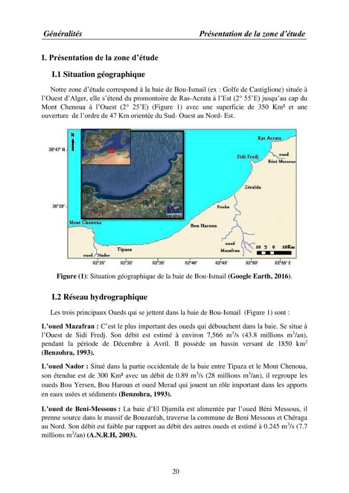 Suivi des pramètres de pollution des eau littorles de de la Baie de Bou-Ismail et impact des aménagemnts coties