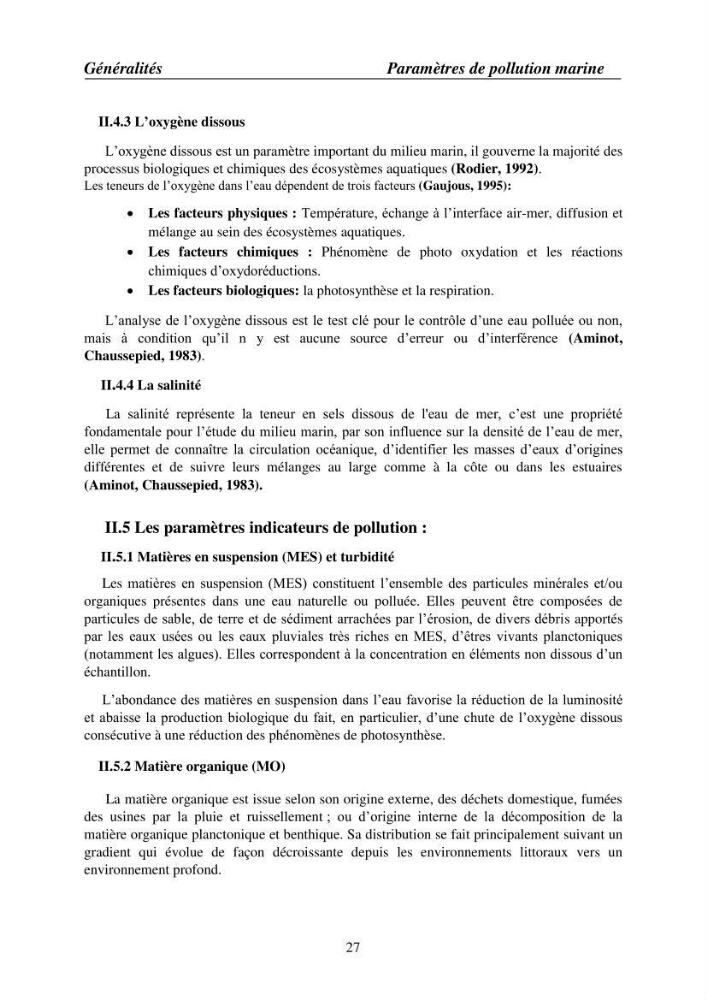 Suivi des pramètres de pollution des eau littorles de de la Baie de Bou-Ismail et impact des aménagemnts coties