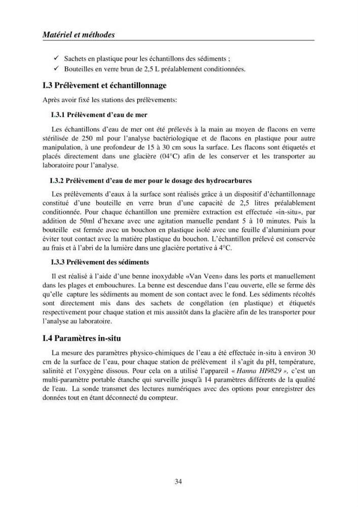 Suivi des pramètres de pollution des eau littorles de de la Baie de Bou-Ismail et impact des aménagemnts coties