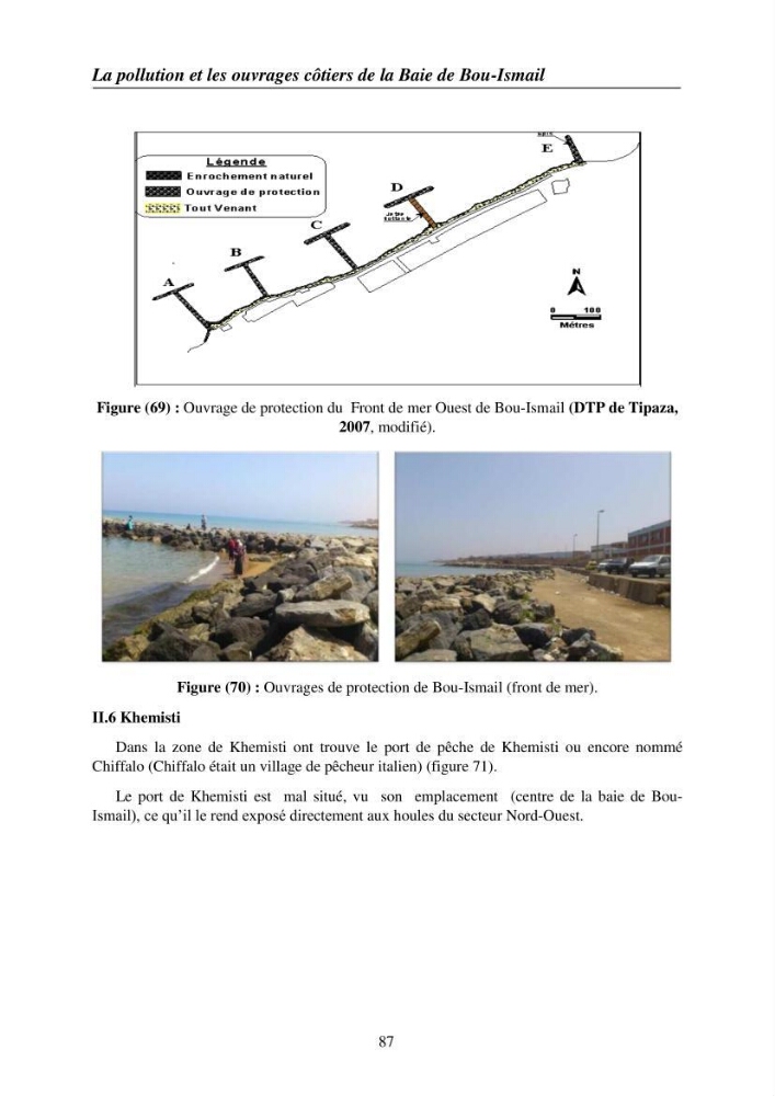 Suivi des pramètres de pollution des eau littorles de de la Baie de Bou-Ismail et impact des aménagemnts coties