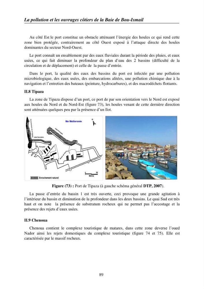Suivi des pramètres de pollution des eau littorles de de la Baie de Bou-Ismail et impact des aménagemnts coties