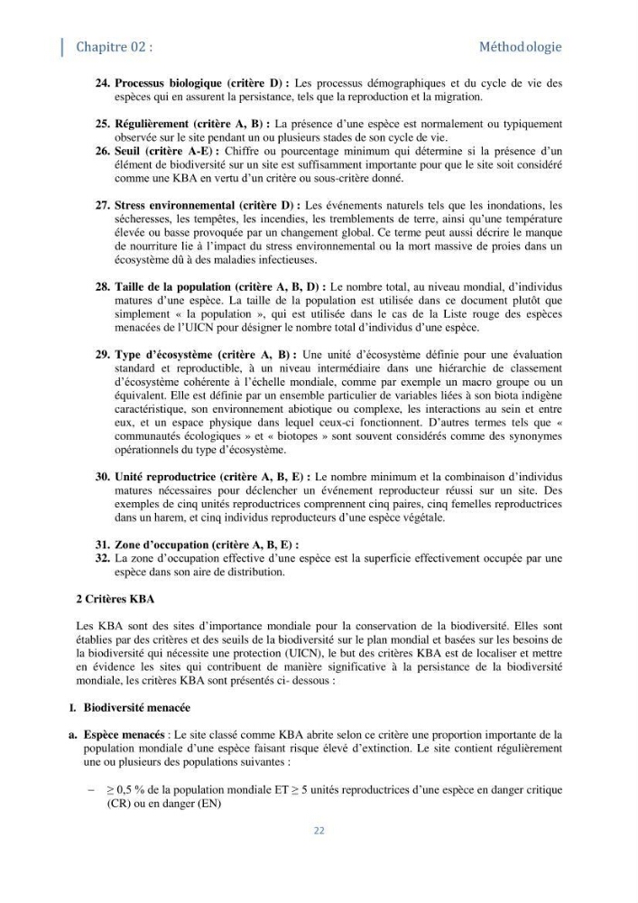 Tester les critères établis par l’UICN concernant les zones clés pour la biodiversité sur quelques habitats remarquables des côtes Algériennes