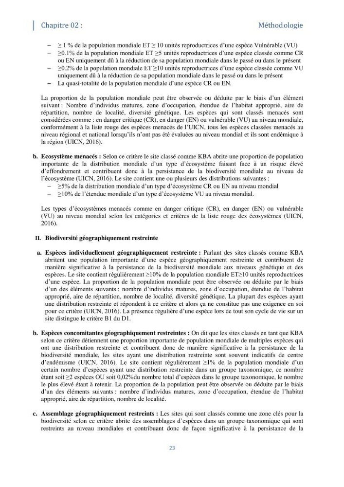 Tester les critères établis par l’UICN concernant les zones clés pour la biodiversité sur quelques habitats remarquables des côtes Algériennes