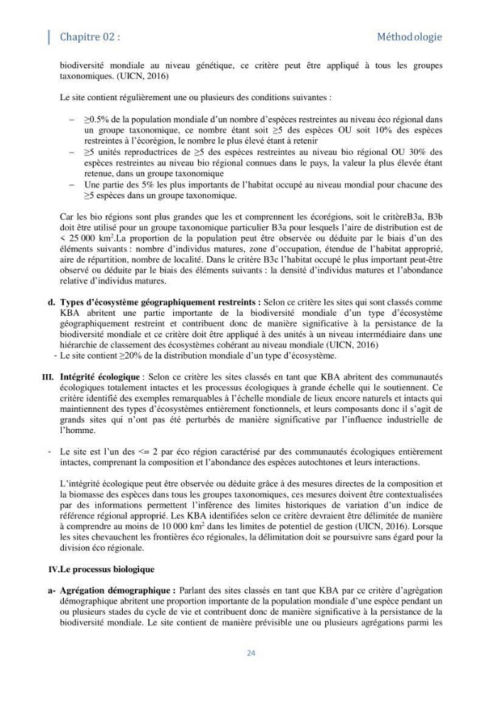 Tester les critères établis par l’UICN concernant les zones clés pour la biodiversité sur quelques habitats remarquables des côtes Algériennes