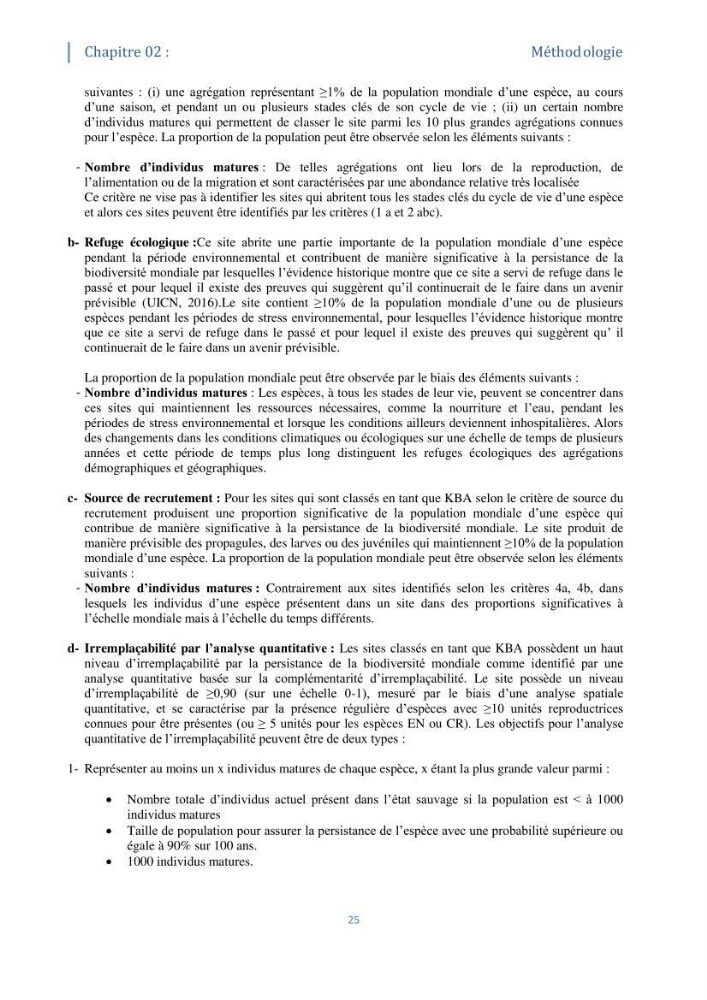 Tester les critères établis par l’UICN concernant les zones clés pour la biodiversité sur quelques habitats remarquables des côtes Algériennes