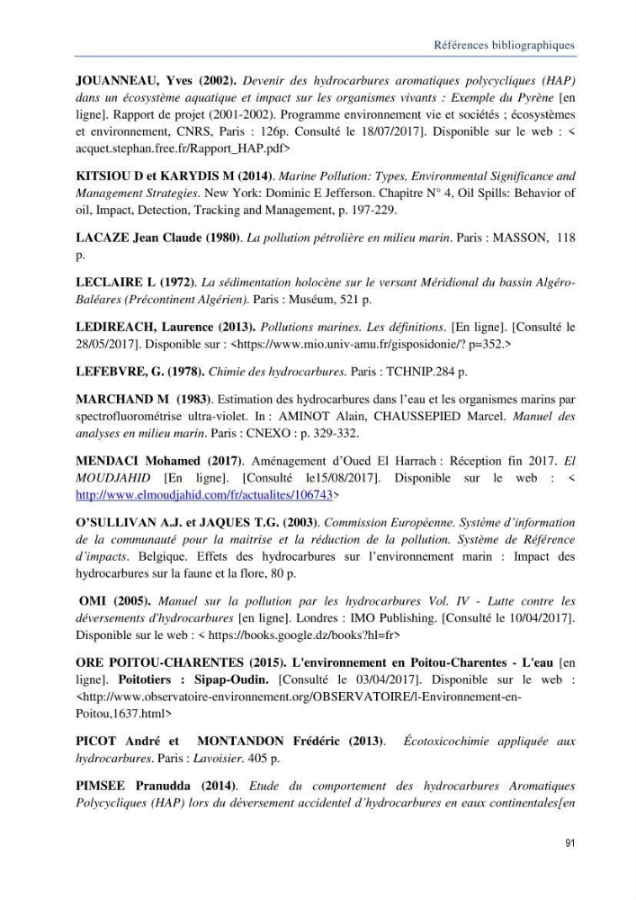 Diagnostic de contamination des eaux du littoral Agerois par les Hydrocarbures