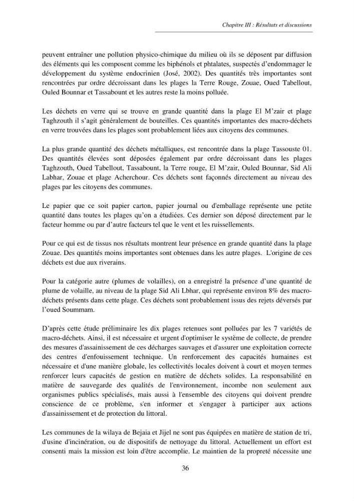 Structure et impacts des macro-déchets au niveau de la zone côtière Algérienjne