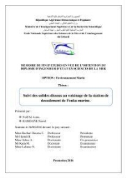 Suivi des solides dissous au voisinage de la station de dessalement de Fouka marine: