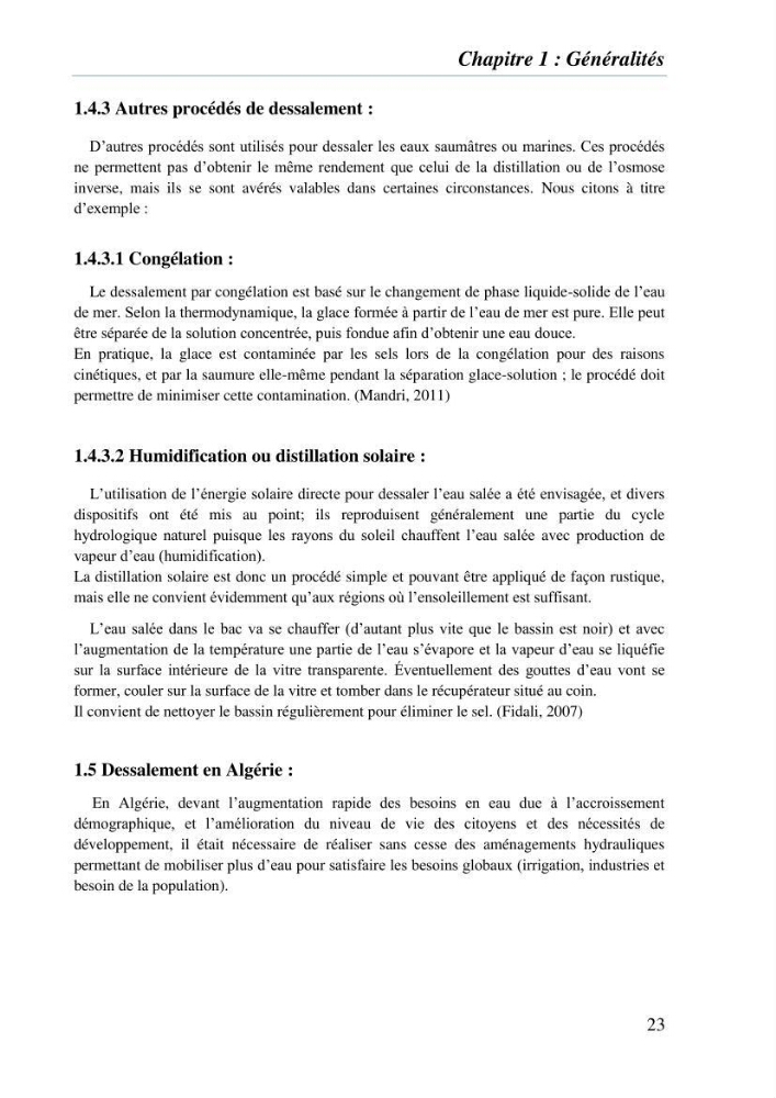 Suivi des solides dissous au voisinage de la station de dessalement de Fouka marine: