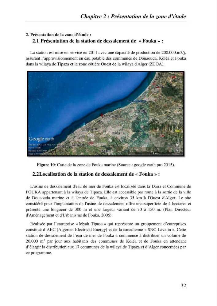 Suivi des solides dissous au voisinage de la station de dessalement de Fouka marine: