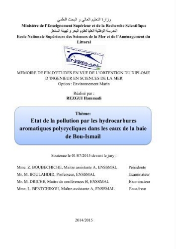 Etat de la pollution par les hydrocarbures aromatiques polycycliques dans les eaux de la baie de Bou-Ismail: Etat de la pollution par les hydrocarbures aromatiques polycycliques dans les eaux de la baie de Bou-Ismail:
