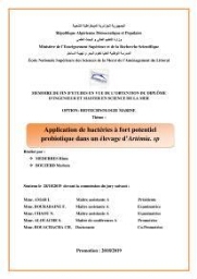 Application de bactéries à fort potentiel probiotique dans un élevage d’Artémia. sp
