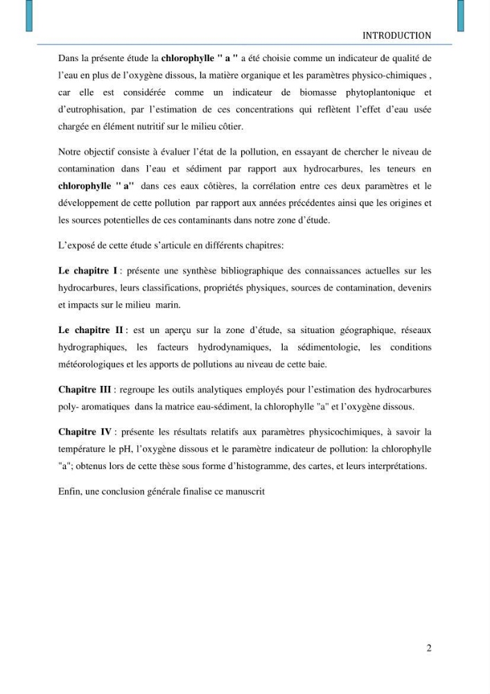 Evaluation des niveaux de pollution par les hydrocarbures aromatiques polycycliques dans les eaux et sédiments marins de la baie de Bou- Ismail (Est)