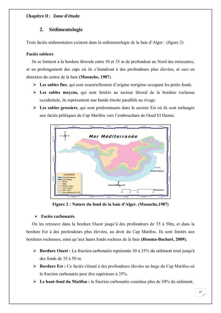 Evaluation de la pollution marine dans la baie d\'Alger et la baie d\'El Djamila: