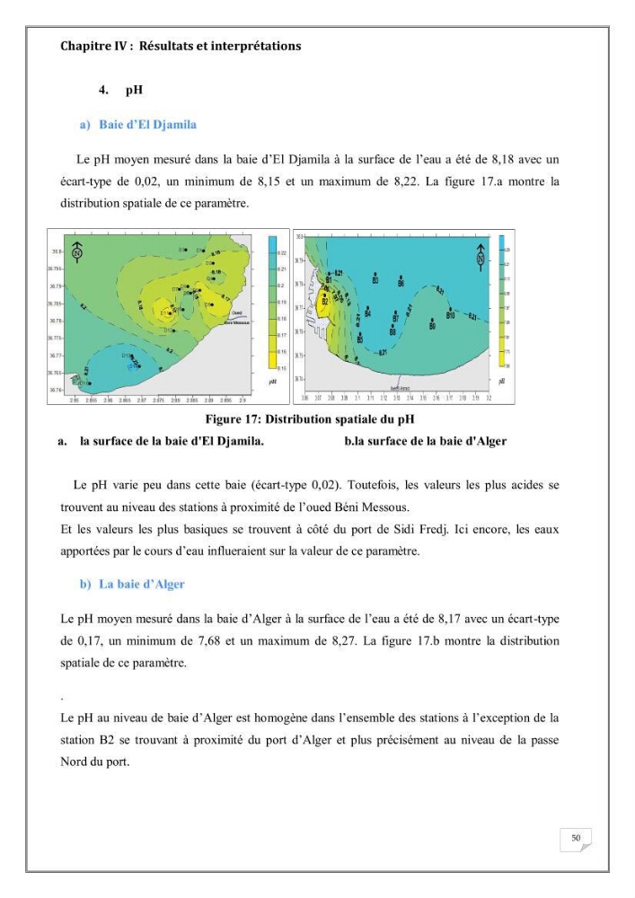 Evaluation de la pollution marine dans la baie d\'Alger et la baie d\'El Djamila: