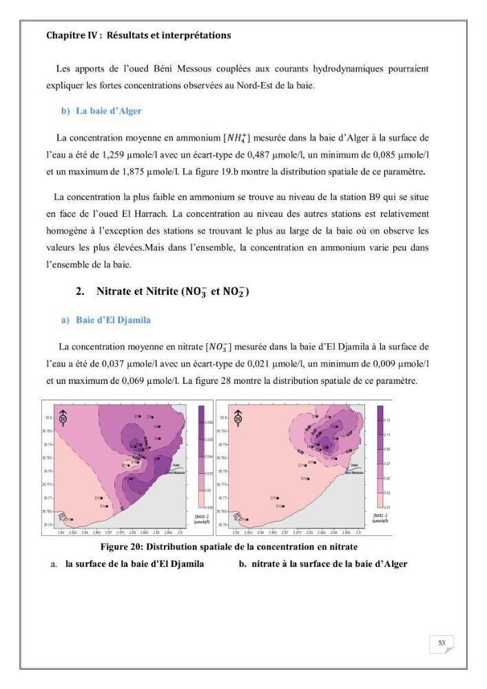 Evaluation de la pollution marine dans la baie d\'Alger et la baie d\'El Djamila: