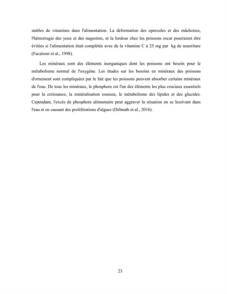 Suivi zootechnique de l’efficacité de six aliments fabriqués localement sur la croissance et la pigmentation des Cichlidés américains cas de Pterophyllum scalare. et Andinoacara rivulatus.: