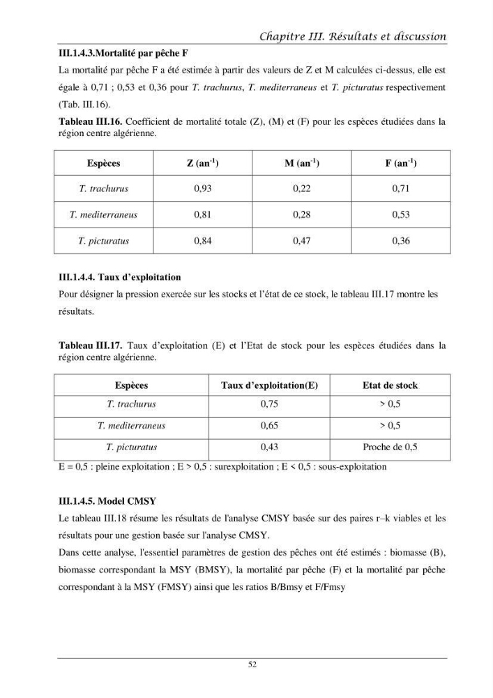 Contribution à l’étude de l’âge, de la croissance et de l’exploitation des espèces du genre Trachurus (Téléostéens, Carangidae) de la région centre du littoral algérien