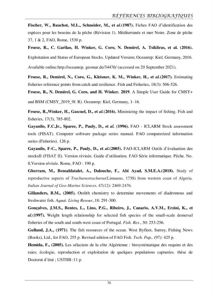 Contribution à l’étude de l’âge, de la croissance et de l’exploitation des espèces du genre Trachurus (Téléostéens, Carangidae) de la région centre du littoral algérien