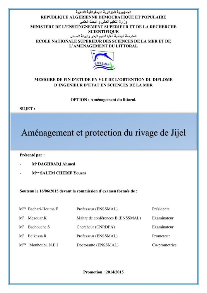 Aménagement et protection du rivage de Jijel