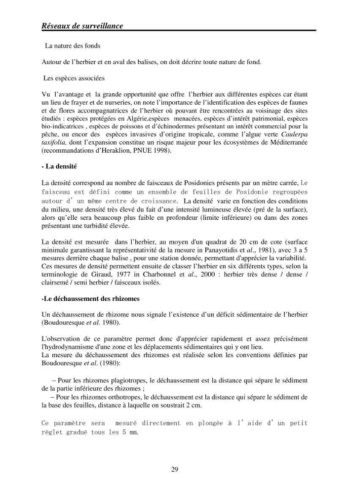 Mise en place de réseaux de surveillance environnementaux de la zone marine côtière de Taza ( wilaya de Jijel):