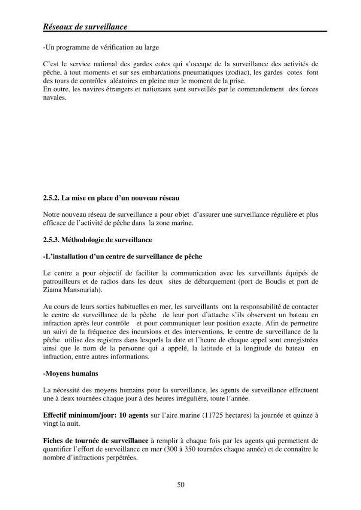 Mise en place de réseaux de surveillance environnementaux de la zone marine côtière de Taza ( wilaya de Jijel):