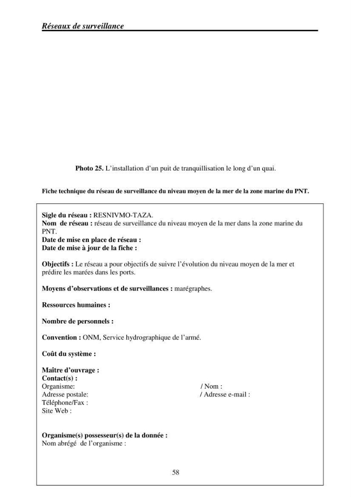 Mise en place de réseaux de surveillance environnementaux de la zone marine côtière de Taza ( wilaya de Jijel):
