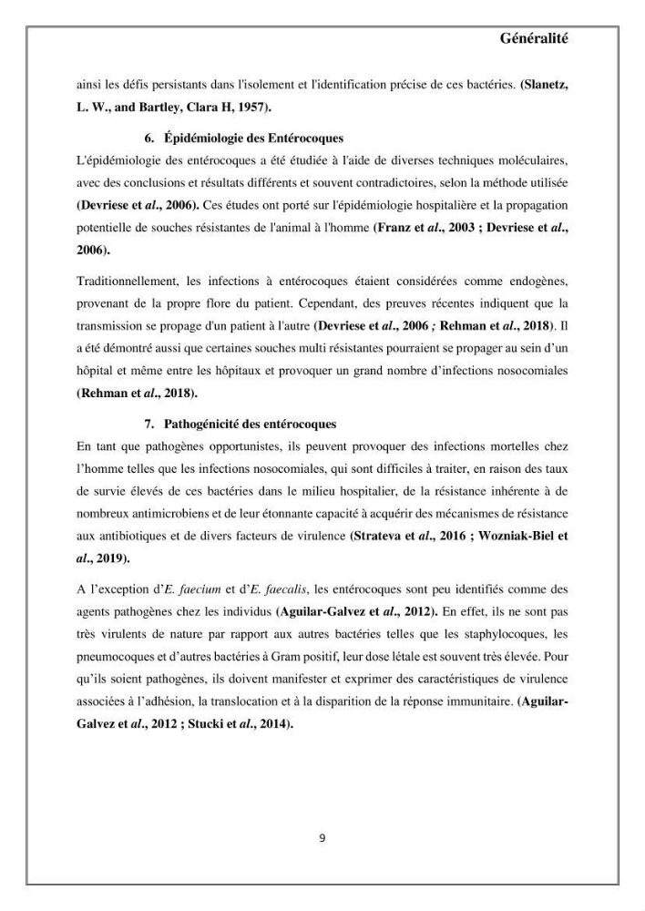 Caractérisation et évaluation de la virulence et de la résistance aux antibiotiques chez les entérocoques isolés dans le milieu marin