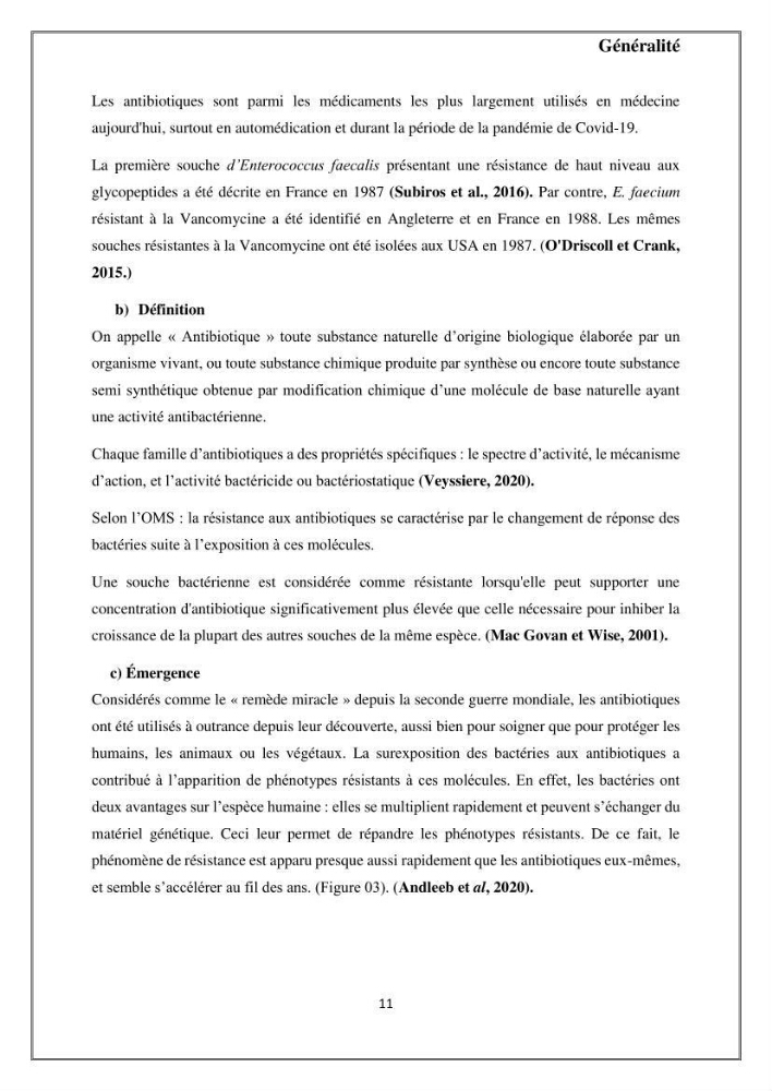 Caractérisation et évaluation de la virulence et de la résistance aux antibiotiques chez les entérocoques isolés dans le milieu marin