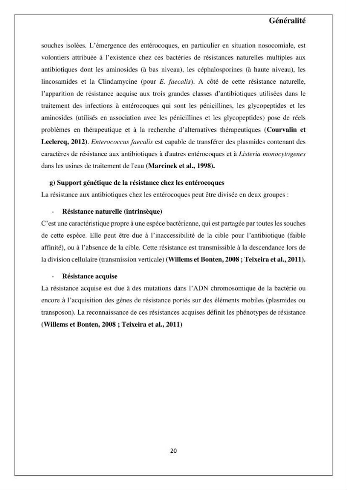 Caractérisation et évaluation de la virulence et de la résistance aux antibiotiques chez les entérocoques isolés dans le milieu marin