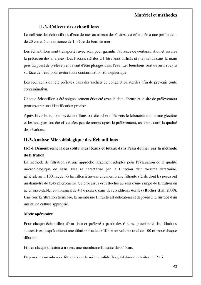 Caractérisation et évaluation de la virulence et de la résistance aux antibiotiques chez les entérocoques isolés dans le milieu marin
