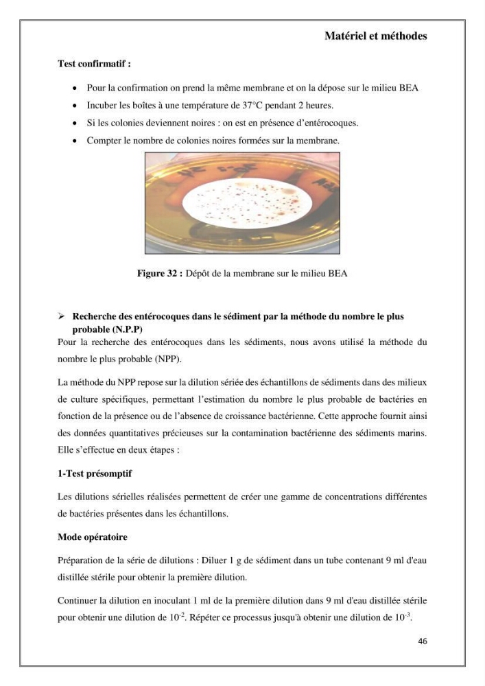 Caractérisation et évaluation de la virulence et de la résistance aux antibiotiques chez les entérocoques isolés dans le milieu marin