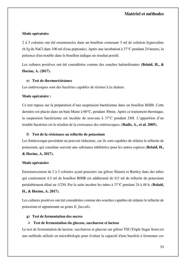 Caractérisation et évaluation de la virulence et de la résistance aux antibiotiques chez les entérocoques isolés dans le milieu marin