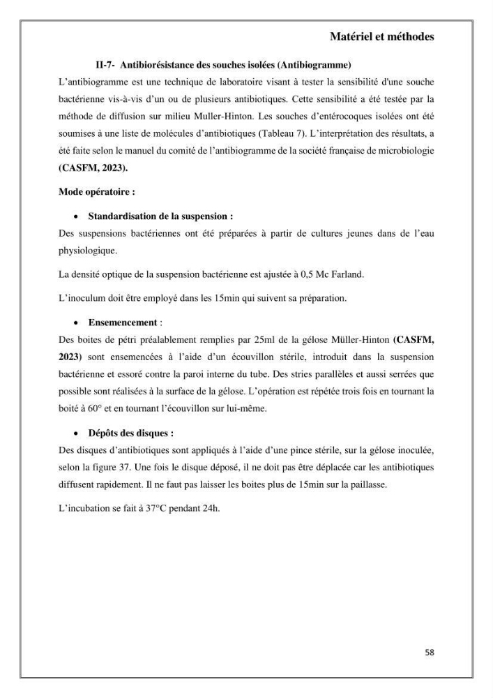 Caractérisation et évaluation de la virulence et de la résistance aux antibiotiques chez les entérocoques isolés dans le milieu marin