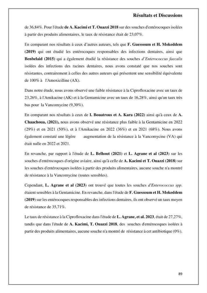 Caractérisation et évaluation de la virulence et de la résistance aux antibiotiques chez les entérocoques isolés dans le milieu marin