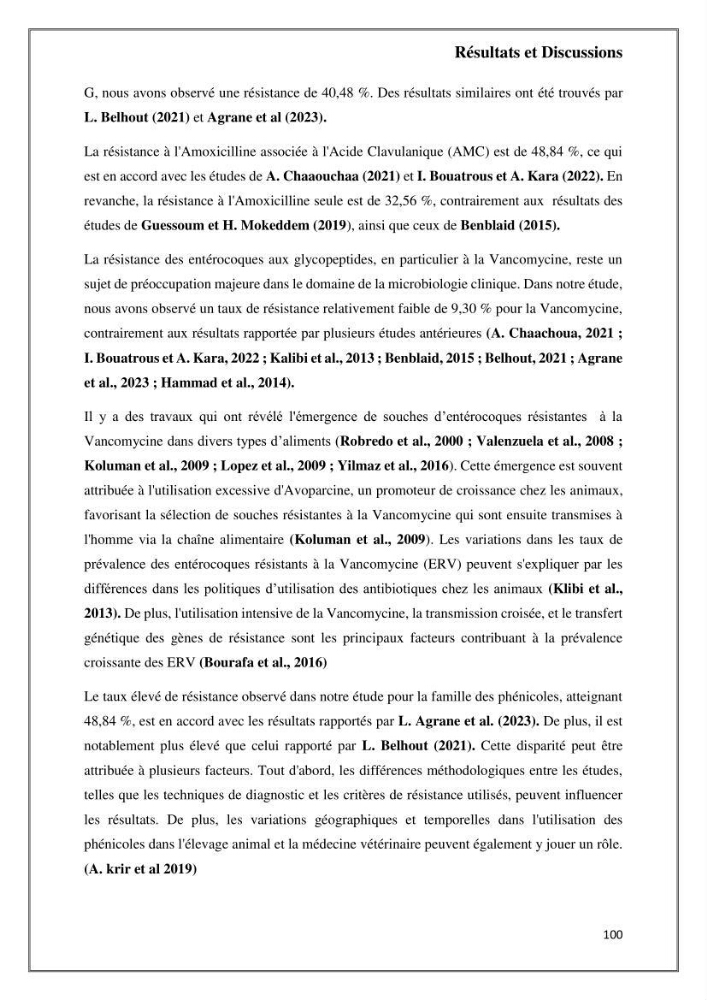 Caractérisation et évaluation de la virulence et de la résistance aux antibiotiques chez les entérocoques isolés dans le milieu marin