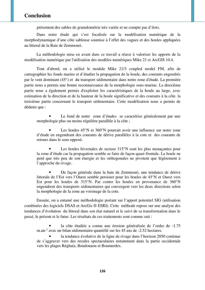 Processus mis en jeu dans l\'évolution morpho-dynamique de la baie de Zemmouri