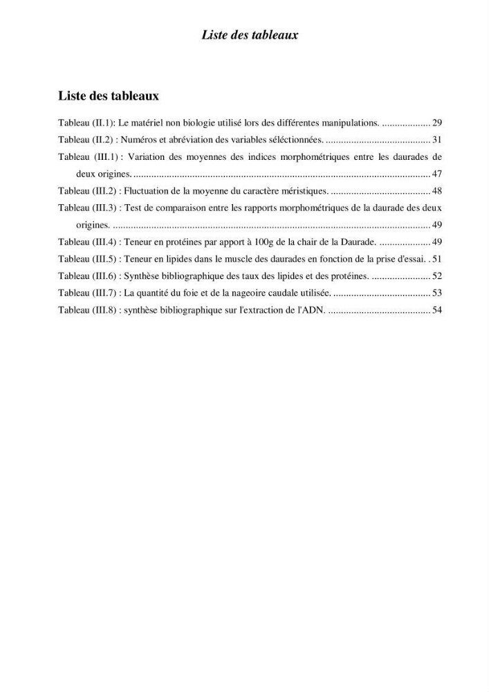 Contribution à l\'étude de la déférienciation morphométrique et génétique des daurades ( Sparus aurata) (linné 1758) sauvages et d\'élevage