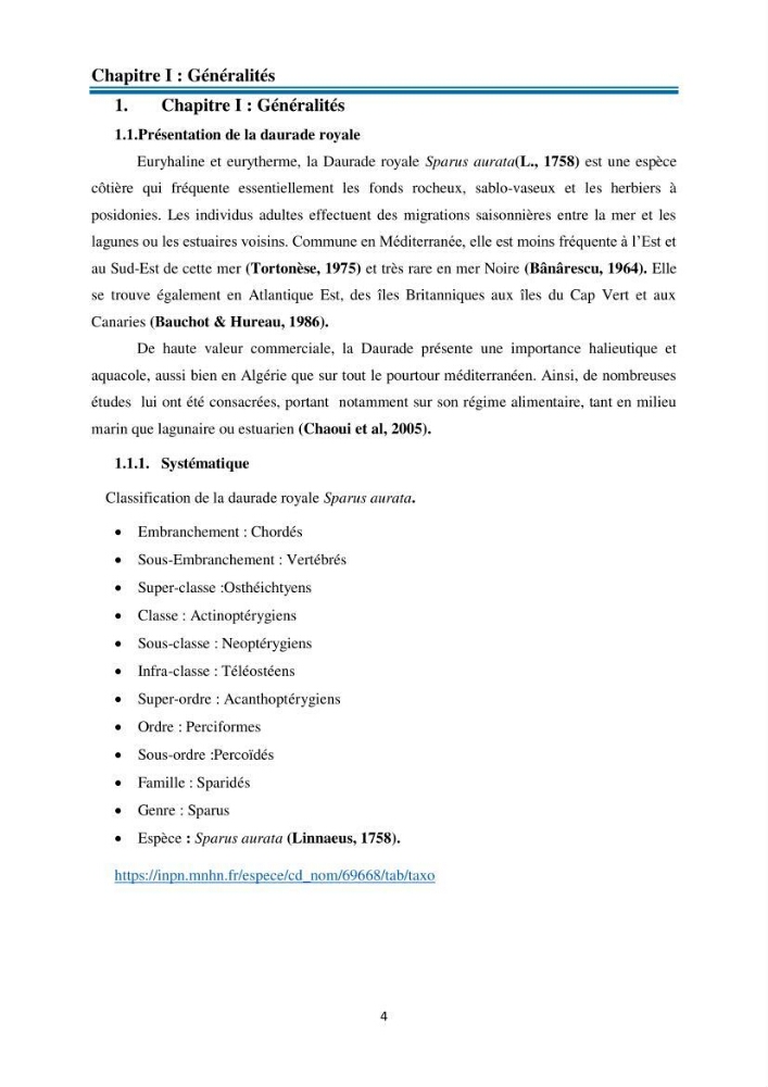 Evolution de la croissance de la daurade d’élevage au niveau de la ferme SRL AQUACAP (Beni Ksila, Béjaia)