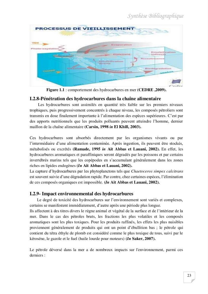 Contribution à l\'évaluation des taux des hydrocarbures aromatiques polycycliques dans le sédiment marin de la baie de Bou-Ismail.