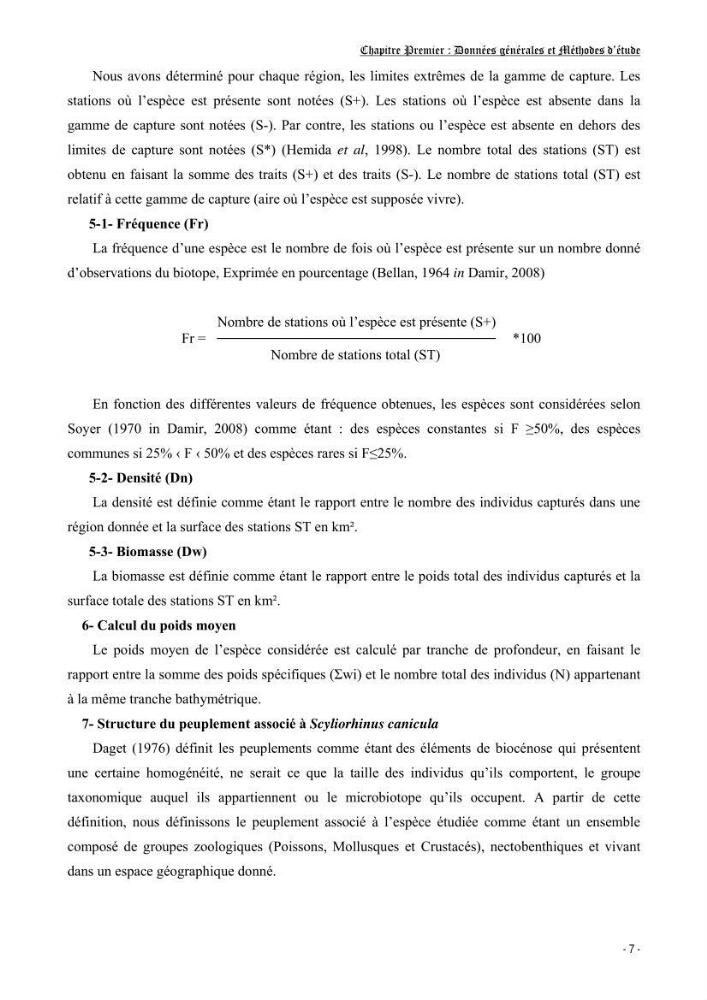 Contribution à l\'etude de l\'écologie et de la biologie d\'un poisson clasmobranche du bassin Algérien (Scyliorhinus canicula linnaeus, 1758)