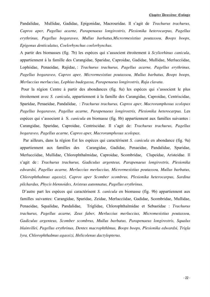 Contribution à l\'etude de l\'écologie et de la biologie d\'un poisson clasmobranche du bassin Algérien (Scyliorhinus canicula linnaeus, 1758)