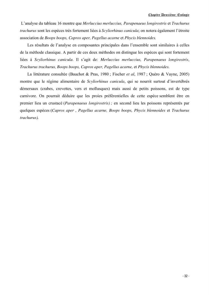 Contribution à l\'etude de l\'écologie et de la biologie d\'un poisson clasmobranche du bassin Algérien (Scyliorhinus canicula linnaeus, 1758)