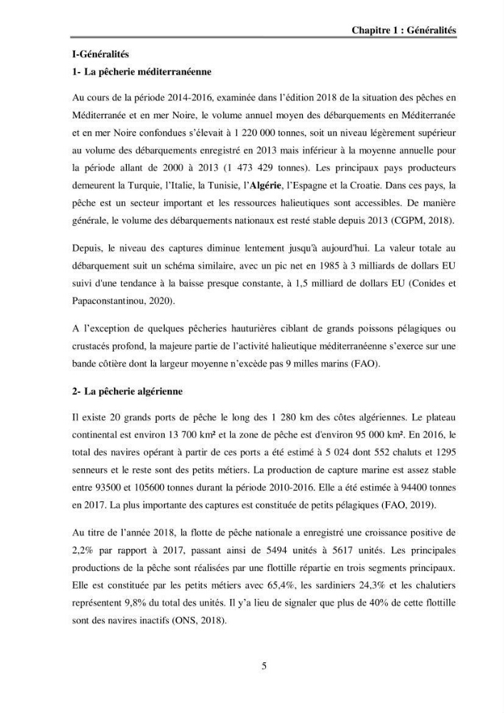 Analyse socio-environnementale de la pêcherie de Mostaganem