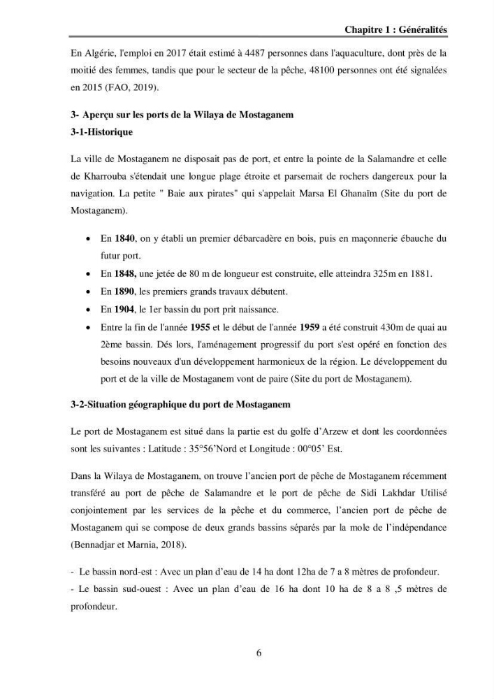 Analyse socio-environnementale de la pêcherie de Mostaganem