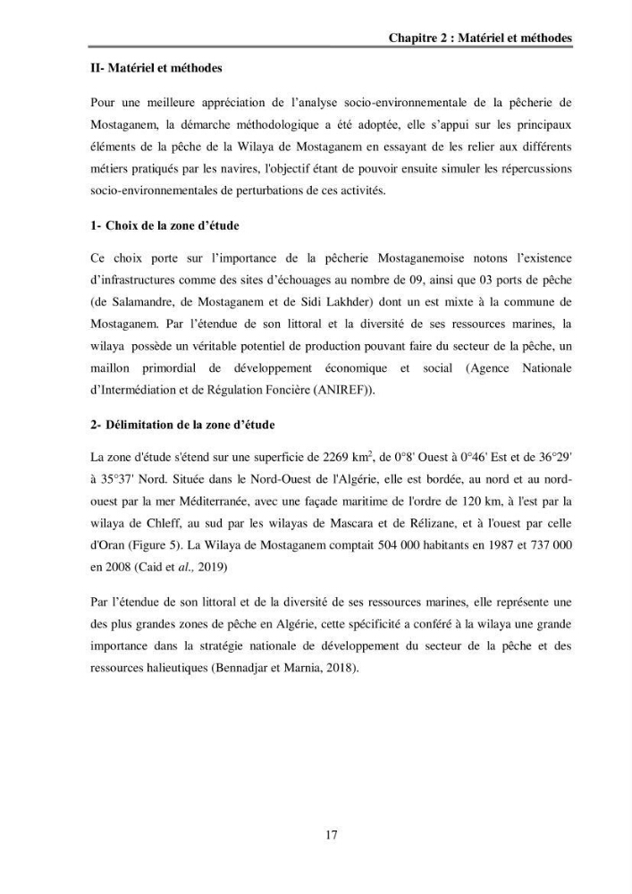 Analyse socio-environnementale de la pêcherie de Mostaganem