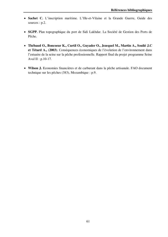 Analyse socio-environnementale de la pêcherie de Mostaganem
