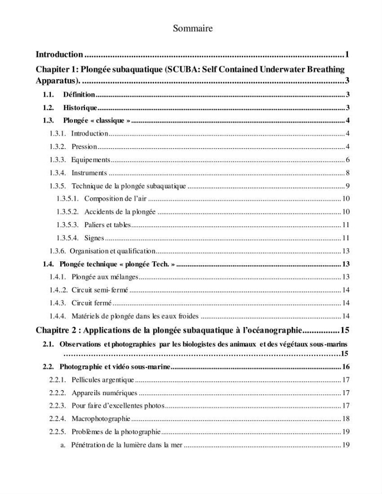 Apport de la plongée subaquatique a l\'océanographie
