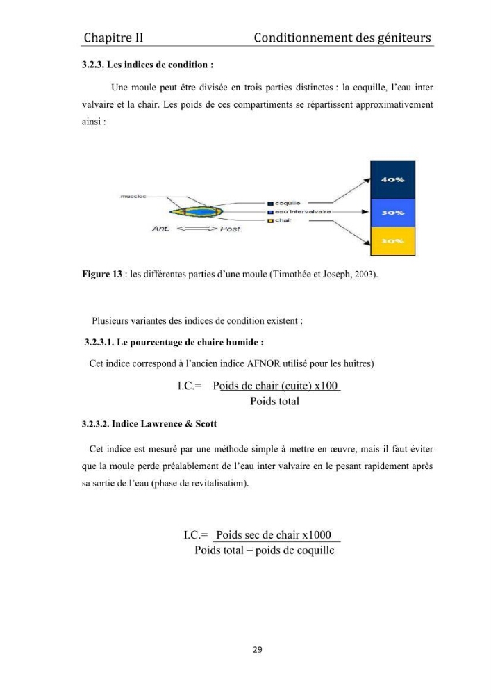 Contribution à la maîtrise du conditionnement des géniteurs de la moule Mytilus galloprovincialis (Lamarck, 1819), mollusque bivalve à potentialité mytilicole.